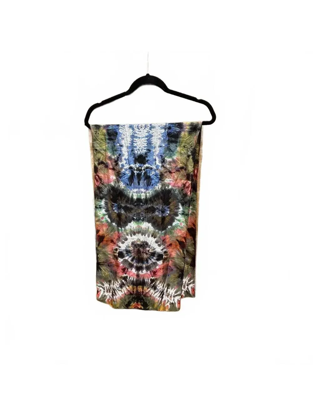 One-of-a-Kind Psychedelic Silk  Scarf Tie-Dye Tapestry – Ice-Dyed Kaleidoscopic